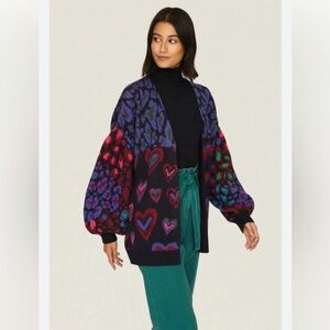 Ikat Dyed Hearts Cardigan